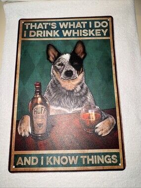 Blue Heeler-Australian Shepard Bar Sign funny metal tin cattle dog home wall Art